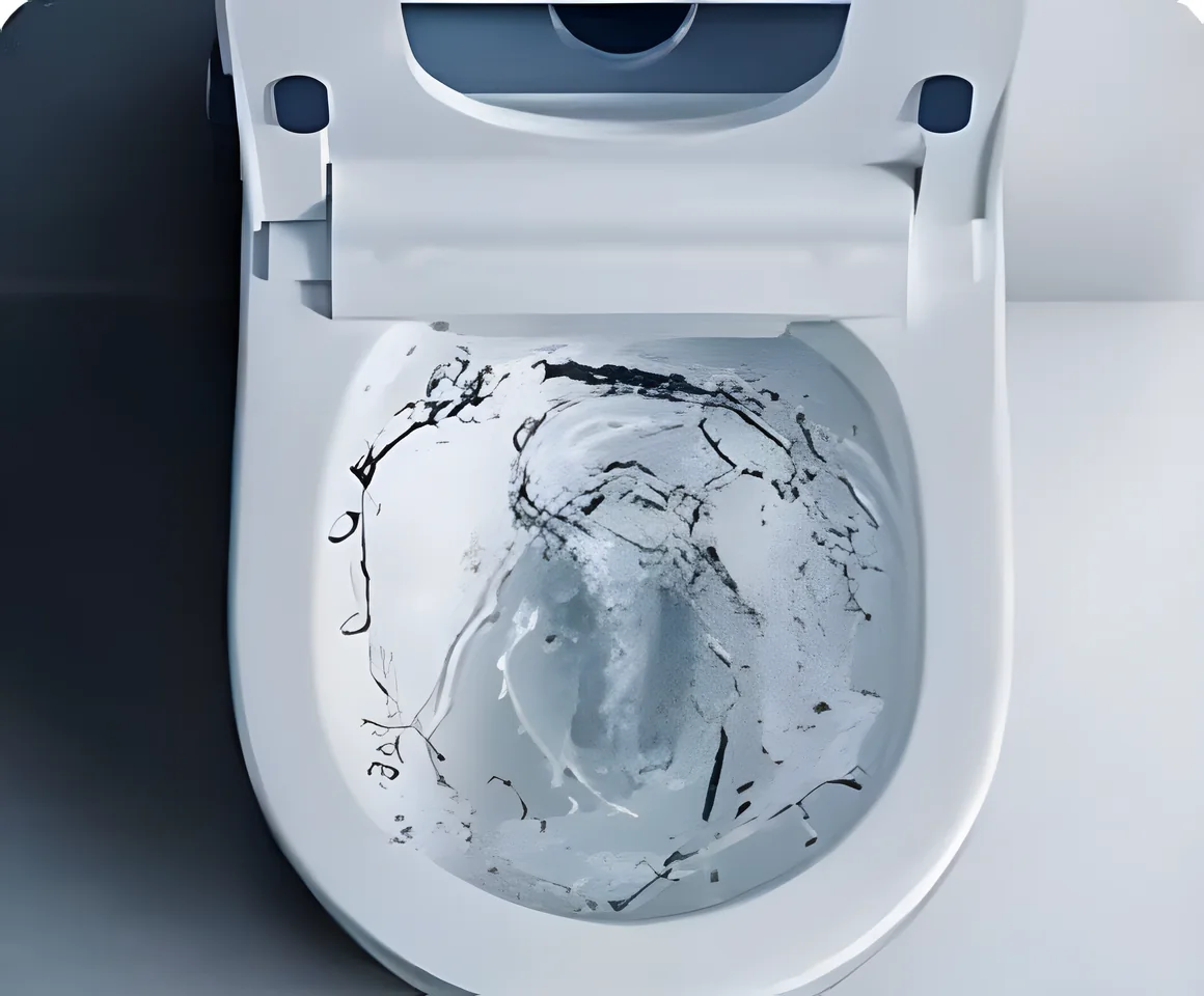 Water swirling round the bowl as it flushes